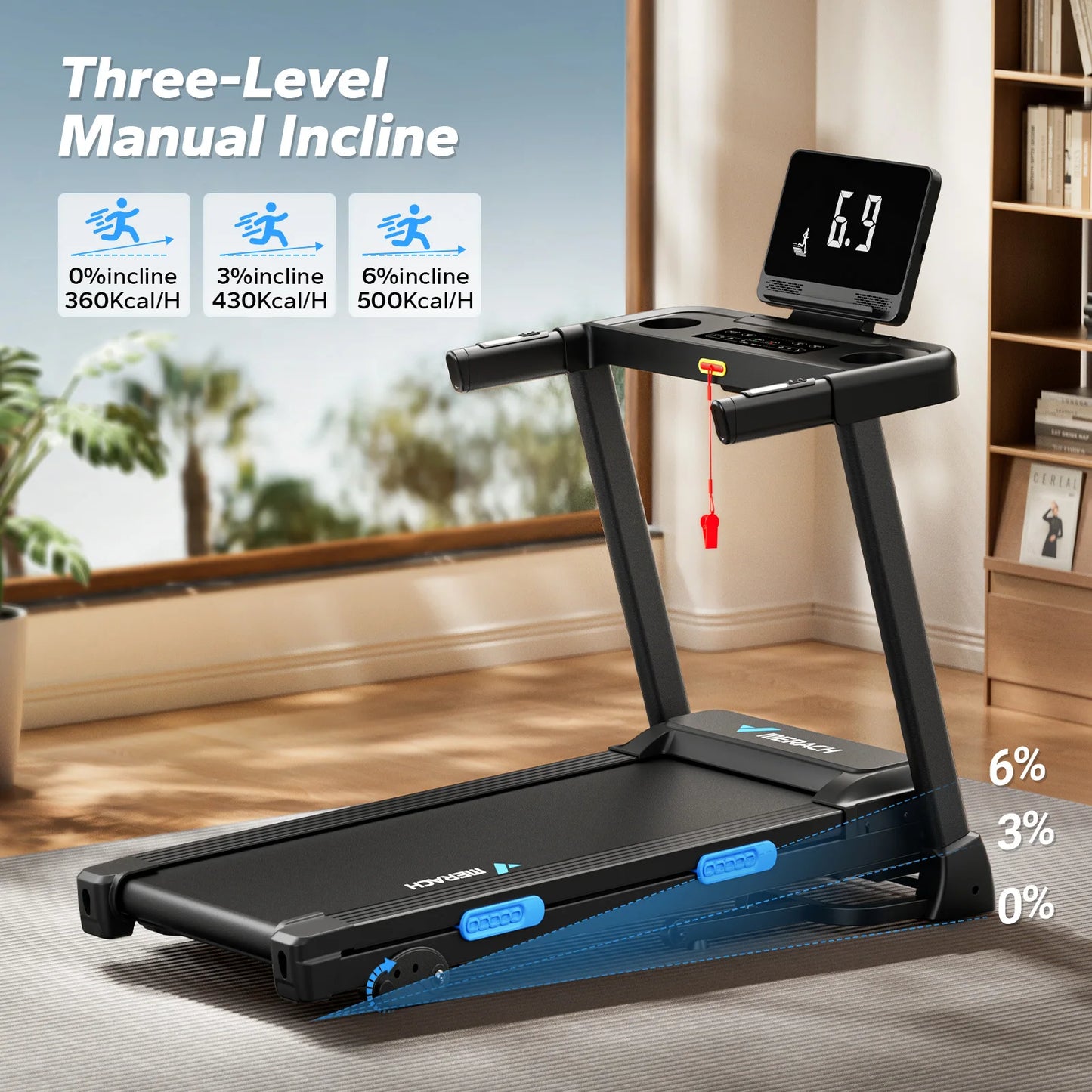 MERACH Foldable Treadmill T12B1 Incline Quiet Double Deck