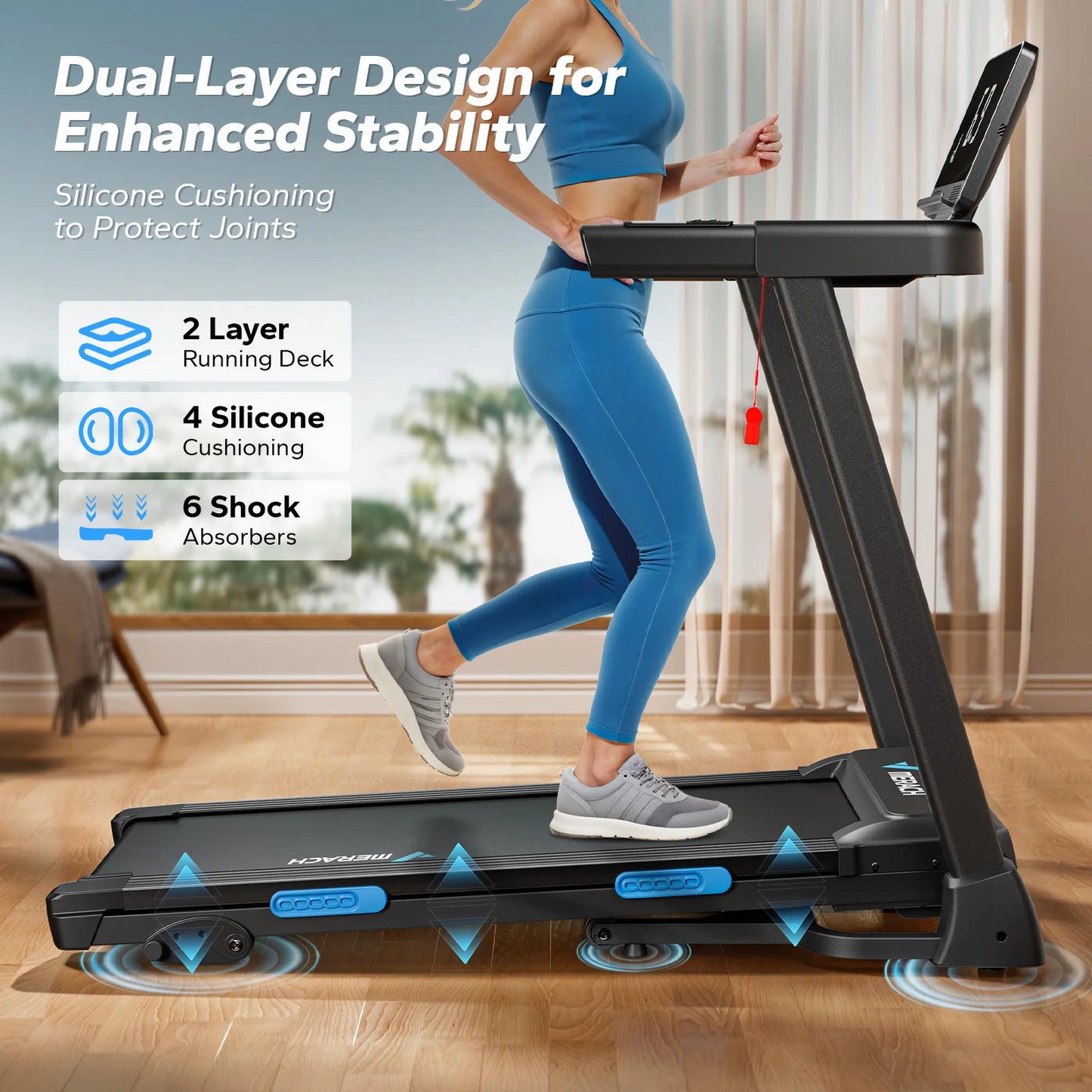 MERACH Foldable Treadmill T12B1 Incline Quiet Double Deck